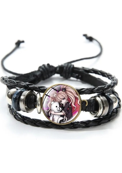 Stil 3 Sıan Moda Dangan Ronpa Deri Bileklik Anime Danganronpa: Trigger Happy Havoc Monokuma Serisi Cam Kubbe Çok Katmanlı Bilezikler (Yurt Dışından)