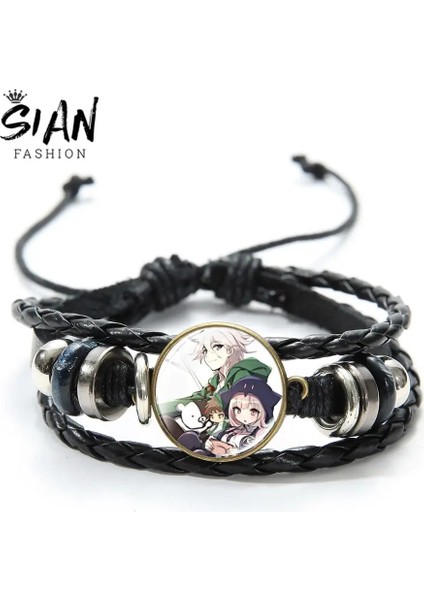 Stil 3 Sıan Moda Dangan Ronpa Deri Bileklik Anime Danganronpa: Trigger Happy Havoc Monokuma Serisi Cam Kubbe Çok Katmanlı Bilezikler (Yurt Dışından)