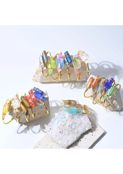 50-52MM Tarzı Renk 15 Doğal Açık Bileklik Altın Tel Sarma Kristal Pulseras Mujer Takı Kristal Bileklik Kadınlar Için Pulsera Hombre (Yurt Dışından) modelleri