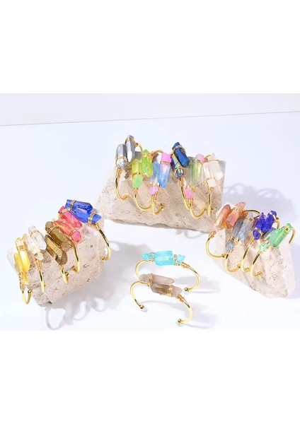 50-52MM Tarzı Renk 15 Doğal Açık Bileklik Altın Tel Sarma Kristal Pulseras Mujer Takı Kristal Bileklik Kadınlar Için Pulsera Hombre (Yurt Dışından) fırsatları