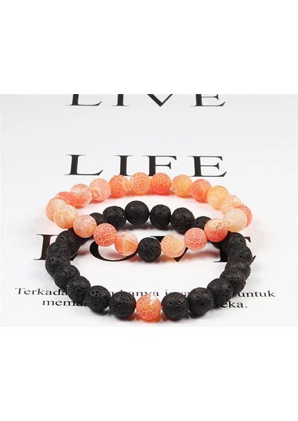 6mm Beyaz-Kırmızı Set Bilezik Çiftler Mesafe Siyah Beyaz Doğal Lav Taş Kaplan Gözü Boncuklu Erkekler Kadınlar Için Yoga Bilezikler Elastik Halat Takı (Yurt Dışından) indirimleri