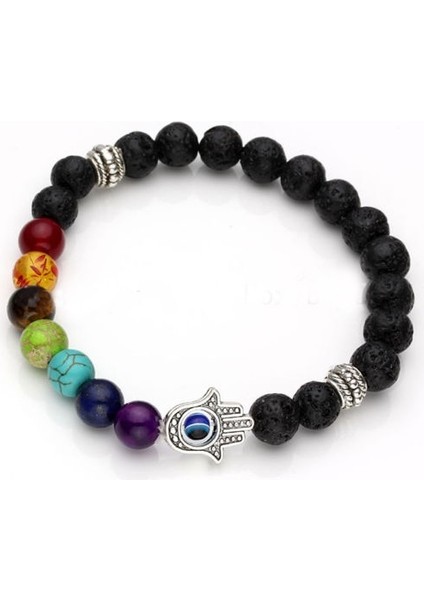 Titanyum Kaplama 7 Çakra Doğal Taş El Yapımı Örgülü Lav Bilezik Erkekler Kadınlar Ayarlanabilir Enerji Renkli Reiki Şifa Boncuklu Bilezik (Yurt Dışından)