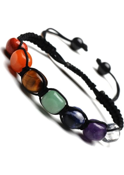 Titanyum Kaplama 7 Çakra Doğal Taş El Yapımı Örgülü Lav Bilezik Erkekler Kadınlar Ayarlanabilir Enerji Renkli Reiki Şifa Boncuklu Bilezik (Yurt Dışından) indirimleri