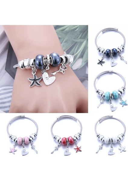 B3235-SIYAH Tarfish Bilezikler Kadınlar Takı Kristal Boncuk Bilezik Charms Bilezik Kalp Aşk Kız Bilezik Boho Punk (Yurt Dışından) modelleri