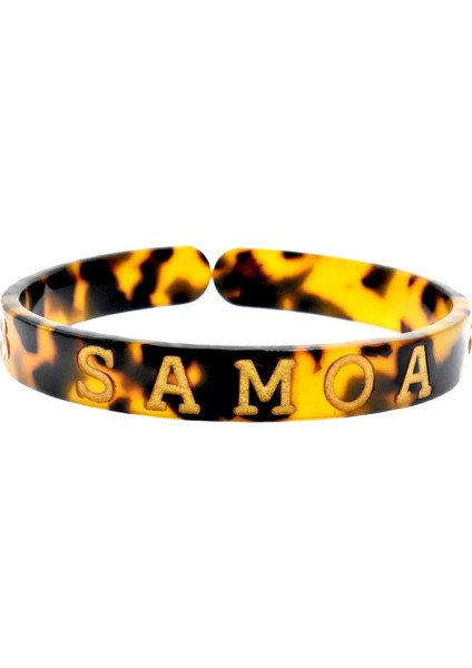 Samoa 3 Adet Küçük En Kaplumbağa Kabuğu Bilezik Altın Çiçekli Bilezik ve Ada Isimleri (Yurt Dışından)