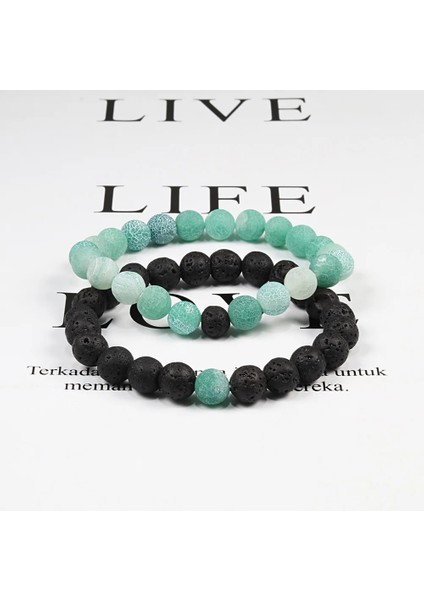 6mm Lav Beyaz Takım Boncuklu Bilezik Bilezik Seti Doğal Lav Taş Çiftler Mesafe Enerji Elastik Halat Erkek Kadın Best Friend Takı Hediye (Yurt Dışından) indirimleri