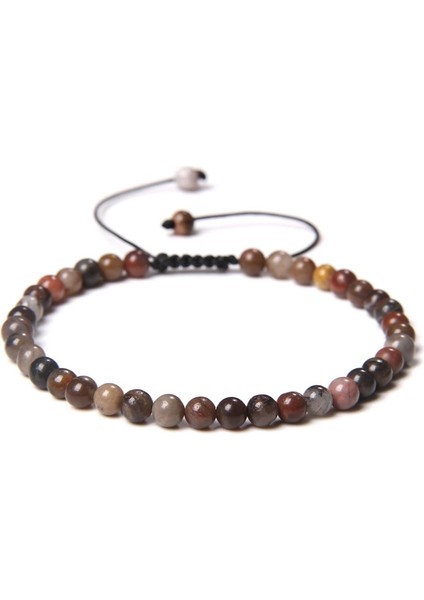 Ayarlanabilir Stil 7. Çiçek Akik Ayarlanabilir 4 mm Taş Boncuk Bilezik Kadınlar Için Doğal Akik Jaspers Onyx Lapis Lazuli Yeni Yıl Hediye Takı Için Dokuma Bilezik (Yurt Dışından)