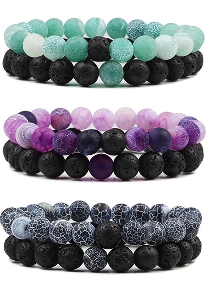 6mm Lav Seti Boncuklu Bilezik Bilezik Seti Doğal Lav Taş Çiftler Mesafe Enerji Elastik Halat Erkek Kadın Best Friend Takı Hediye (Yurt Dışından) fiyatları