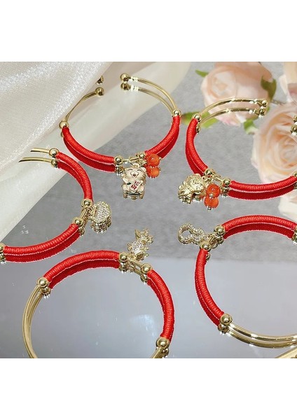8 Mutluluk Tigerfishlockgourd Charms Şanslı Zengin Kırmızı Iplik Halat Altın Kaplama Manşet Bilezik Kadınlar Için Bilezik Kadın Kadın Yeni Yıl Hediyeleri YBR623 (Yurt Dışından)