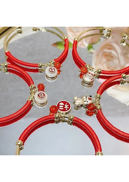 8 Mutluluk Tigerfishlockgourd Charms Şanslı Zengin Kırmızı Iplik Halat Altın Kaplama Manşet Bilezik Kadınlar Için Bilezik Kadın Kadın Yeni Yıl Hediyeleri YBR623 (Yurt Dışından)