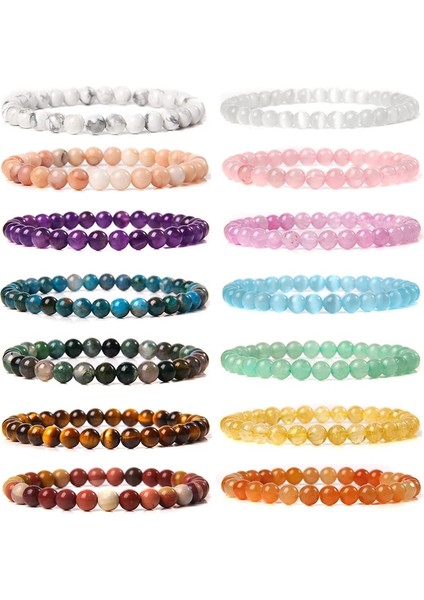 23CM Tarzı 39.harita Taşı 6 mm Doğal Taş Çeşitli Renkler Boncuklu Bilezikler Kadın Erkek Kuvars Akik Garnet Sunstone El Yapımı Bileklik Takı (Yurt Dışından) fiyatları