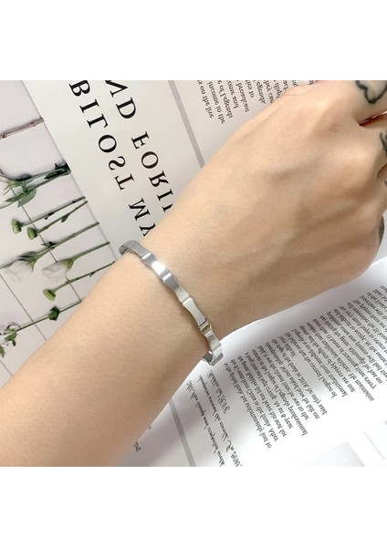 BR8205-GÜL Altın Yüksek Moda Paslanmaz Çelik Takı Altın Sadelik Geometri Metal Bambu Ortak Bilezik ve Bilezikler Kadınlar Için Kız Hediye (Yurt Dışından) indirimleri