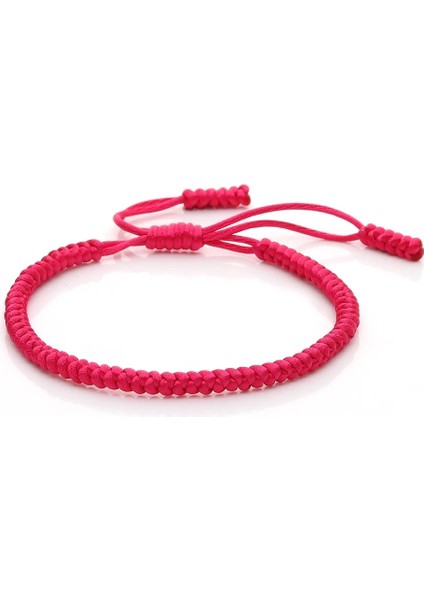 Kırmızı Gül Renkli Halat Şanslı Knot Bilezikler Kadın Erkek Charm Dokuma El Yapımı Bilezik Örgülü Ayarlanabilir Boyut Budizm Takı Pulseras (Yurt Dışından)