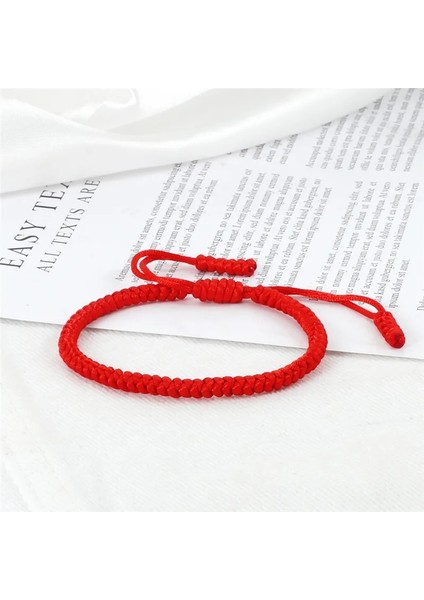 Kırmızı Gül Renkli Halat Şanslı Knot Bilezikler Kadın Erkek Charm Dokuma El Yapımı Bilezik Örgülü Ayarlanabilir Boyut Budizm Takı Pulseras (Yurt Dışından) fırsatları
