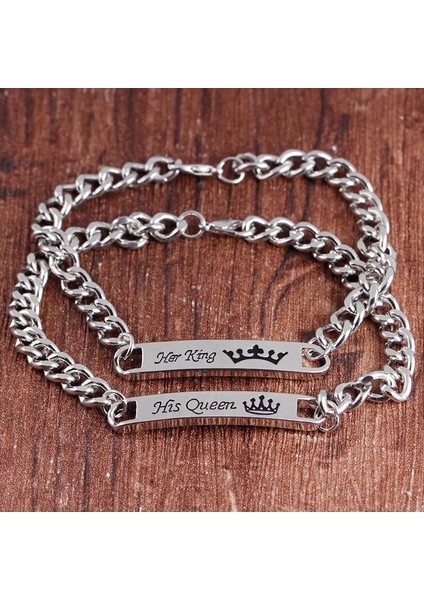 Stil 1 2 Adet Bilezikler Set Onun Kraliçesi Onun Kralı Onun Güzelliği Onun Canavarı Onun Prensi Onun Prenses Taç Çift Çifti Bileklik Moda Takı Hediye (Yurt Dışından)