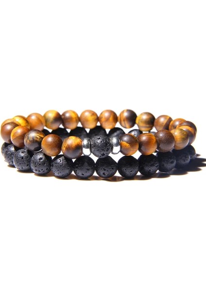 17CM Tarzı 17 Kaplan Gözü 8mm Et Çiftler Mesafe Bilezikler Erkek Siyah Lav Taş Boncuk Bilezik Dişi Ahşap Boncuk Charm Bilezikler Kadın Erkek Bilezik (Yurt Dışından)