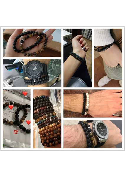 17CM Tarzı 17 Kaplan Gözü 8mm Et Çiftler Mesafe Bilezikler Erkek Siyah Lav Taş Boncuk Bilezik Dişi Ahşap Boncuk Charm Bilezikler Kadın Erkek Bilezik (Yurt Dışından) fırsatları
