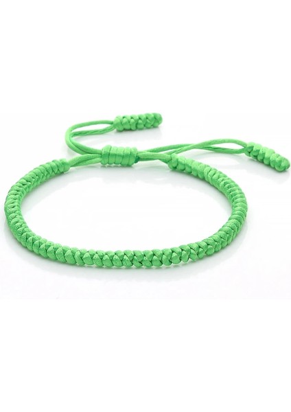 Açık Yeşil Renkli Halat Şanslı Knot Bilezikler Kadın Erkek Charm Dokuma El Yapımı Bilezik Örgülü Ayarlanabilir Boyut Budizm Takı Pulseras (Yurt Dışından)