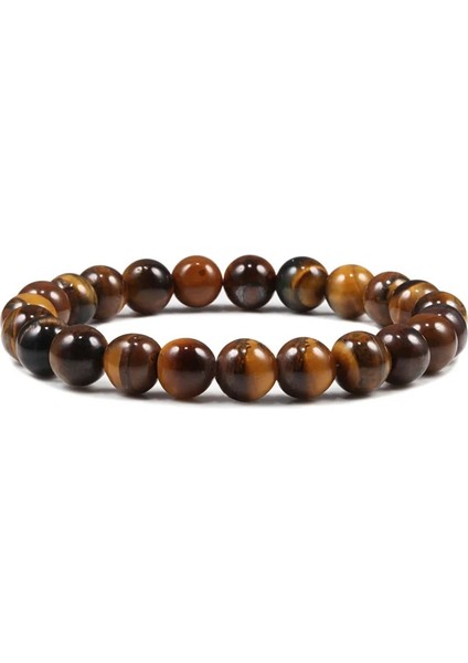 8mm Kaplan Gözü Doğal Taş mm Boncuk Kaplan Gözü Bilezik Klasik Erkek Kadın Buda Siyah Lava Bilezikler Minimalist Yoga Meditasyon Takı (Yurt Dışından)