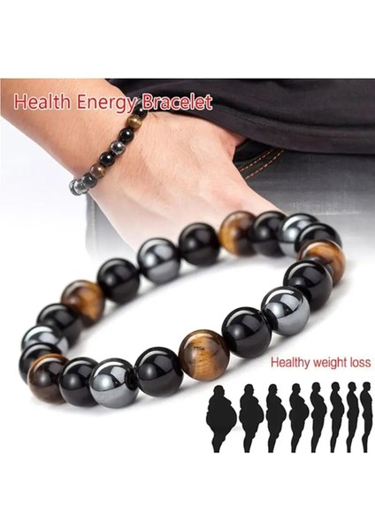21CM Tarzı No.5 Boyutu Yeni Doğal Obsidyen Hematit Kaplan Gözü Boncuk Bilezikler Erkekler Için Manyetik Sağlık Koruma Kadınlar Soul Takı Pulsera Hombre (Yurt Dışından)