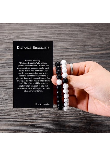 Manyetik Stil7 Et Çiftler Mesafe Bilezik Klasik Doğal Taş Beyaz ve Siyah Yin Yang Boncuklu Erkekler Kadınlar Için Bilezikler Best Friend Sıcak (Yurt Dışından) indirimleri