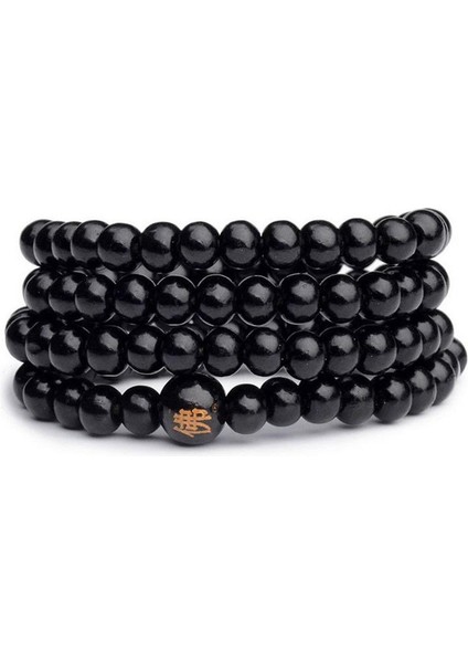 No.7 Boyutu 9 Stilleri 6mm Doğal Sandal Ağacı Budist Buda Ahşap Namaz Boncuklu Düğüm Siyah Abanoz Unisex Erkekler Kadınlar Için Bilezik ve Bilezikler (Yurt Dışından)