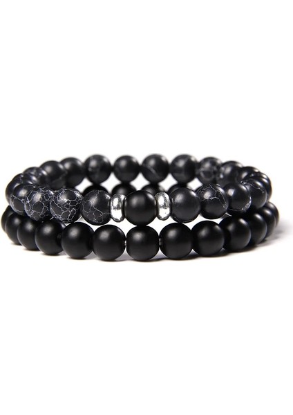 23CM Tarzı 2 Turkuaz 8mm Et Çiftler Mesafe Bilezikler Erkek Siyah Lav Taş Boncuk Bilezik Dişi Ahşap Boncuk Charm Bilezikler Kadın Erkek Bilezik (Yurt Dışından)