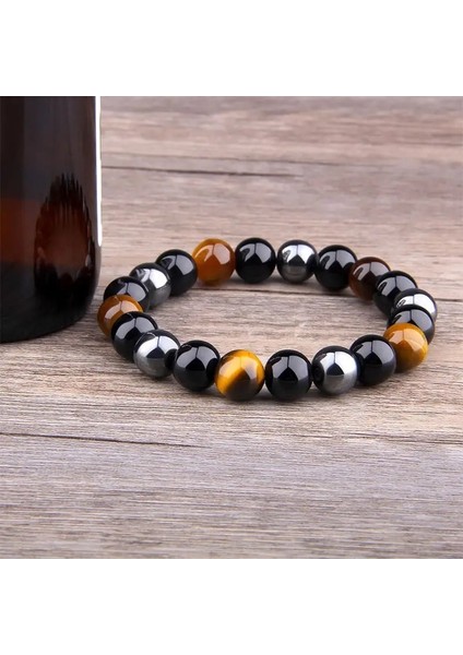 17CM Tarzı No.18 Beden Yeni Doğal Obsidyen Hematit Kaplan Gözü Boncuk Bilezikler Erkekler Için Manyetik Sağlık Koruma Kadınlar Soul Takı Pulsera Hombre (Yurt Dışından) fırsatları