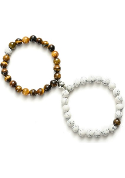 Manyetik Stil8 Et Çiftler Mesafe Bilezik Klasik Doğal Taş Beyaz ve Siyah Yin Yang Boncuklu Erkekler Kadınlar Için Bilezikler Best Friend Sıcak (Yurt Dışından)