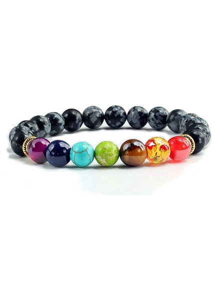 Blk Yıpranmış P Doğal Taş Kaplan Gözü 7 Çakra Bilezik ve Bilezikler Yoga Denge Boncukları Buda Namazı Elastik Bilezik Erkekler Pulseira Masculina (Yurt Dışından)