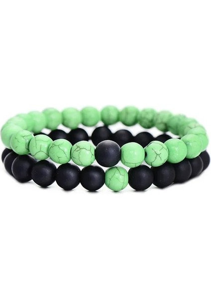 Yeşil Siyah Et Çiftler Mesafe Bilezik Klasik Doğal Taş Beyaz ve Siyah Yin Yang Boncuklu Erkekler Kadınlar Için Bilezikler Best Friend Sıcak (Yurt Dışından)