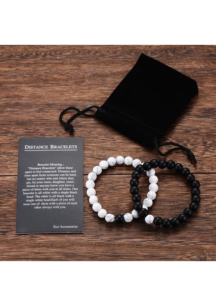 Yeşil Siyah Et Çiftler Mesafe Bilezik Klasik Doğal Taş Beyaz ve Siyah Yin Yang Boncuklu Erkekler Kadınlar Için Bilezikler Best Friend Sıcak (Yurt Dışından) fiyatları