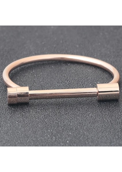 57MM Tarzı Altın Gül Lxoen Yeni Moda Titanyum Paslanmaz Çelik Bilezik Tırnak Şekli Manşet Bileklik Bileklik Kadınlar Için Baget Hint Takı Pulseiras (Yurt Dışından)