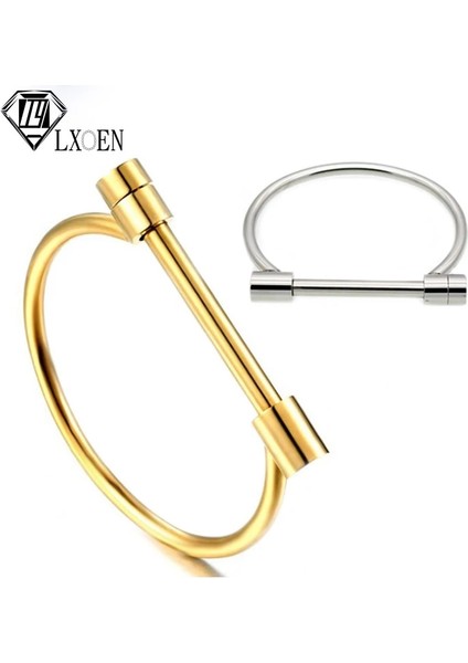 57MM Tarzı Altın Gül Lxoen Yeni Moda Titanyum Paslanmaz Çelik Bilezik Tırnak Şekli Manşet Bileklik Bileklik Kadınlar Için Baget Hint Takı Pulseiras (Yurt Dışından) fiyatları