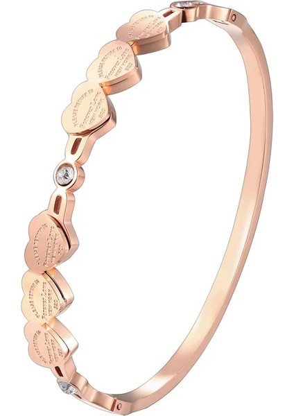 58 mm Tarzı Altın Gül Güzel Kristal ve 6 Sonsuza Kadar Aşk Küçük Şeftali Kalp Bileklik ve Bileklik Paslanmaz Çelik Takı Kadın Bileklik (Yurt Dışından)