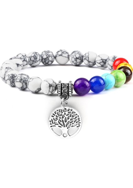 Kara Çam Gümüşü Sıcak 7 Çakra Hayat Ağacı Bilezikler Doğal Taş Reiki Şifa Engry Boncuk Bilezik Kadın Erkek Yoga Bilezik Meditasyon Takı Hediye (Yurt Dışından)