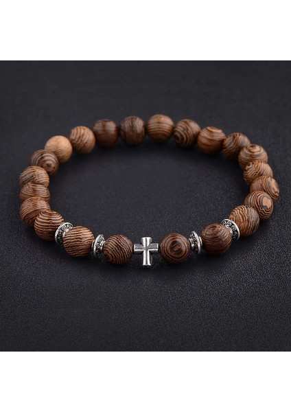 ABK040-3 Sıcak Erkekler Doğal Ahşap Boncuk Çapraz Bilezikler Oniks Meditasyon Tespih Bilezik Kadınlar Ahşap Yoga Takı Homme (Yurt Dışından) modelleri