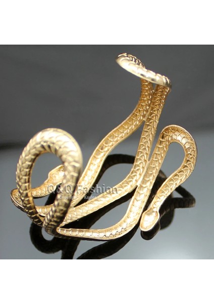 Açık Sarı Renk Mısır Kleopatra Girdap Yılan Kol Manşet Kolçaklı Kol Bandı Büyük Geniş Bileklik Bilezik Manşet Hint Takı Pulseiras Kadın Erkek (Yurt Dışından) fırsatları
