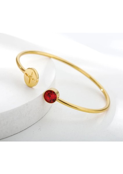 Altın Tarzı Eylül Paslanmaz Çelik Kalp Atışı Kardiyogram Bilezikler Kadınlar Için Kristal Birthstone Açık Manşet Bileklik Stetoskop Takı Hemşire Için Hediyeler (Yurt Dışından) fırsatları