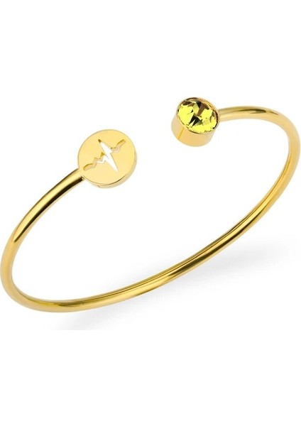 Altın Tarzı Kasım Paslanmaz Çelik Kalp Atışı Kardiyogram Bilezikler Kadınlar Için Kristal Birthstone Açık Manşet Bileklik Stetoskop Takı Hemşire Için Hediyeler (Yurt Dışından)