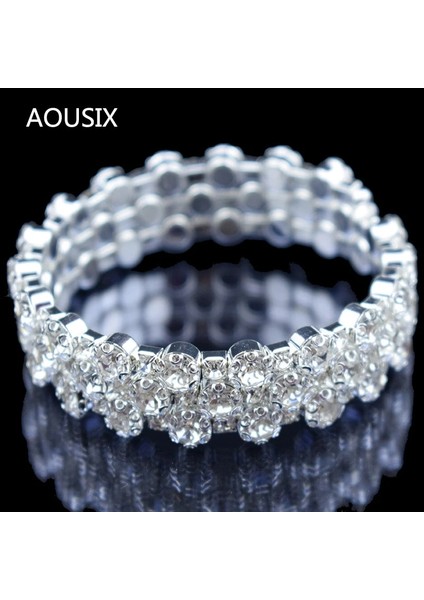 6 Sıra Beyaz Fashio Sıraları Kristal Altın Gümüş Kaplama Bileklik ve Bilezikler Kadınlar Için Yapay Elmas Germe Bileklik Üst Kol Bilezik Jewelr (Yurt Dışından) indirimleri