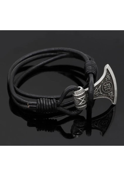 Balmumu Kordonu Adam Viking Bilezik Slav Perun Balta Svarog Tılsım Rusya'nın Yıldızı Viking Balta Muska Rune Bilezik Deri Halat Bilezik Mücevher (Yurt Dışından)
