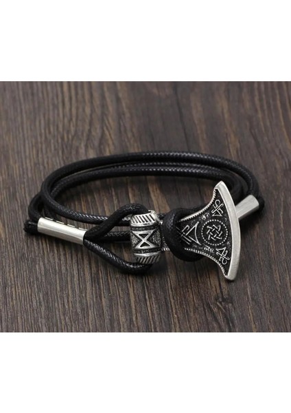 Balmumu Kordonu Adam Viking Bilezik Slav Perun Balta Svarog Tılsım Rusya'nın Yıldızı Viking Balta Muska Rune Bilezik Deri Halat Bilezik Mücevher (Yurt Dışından)