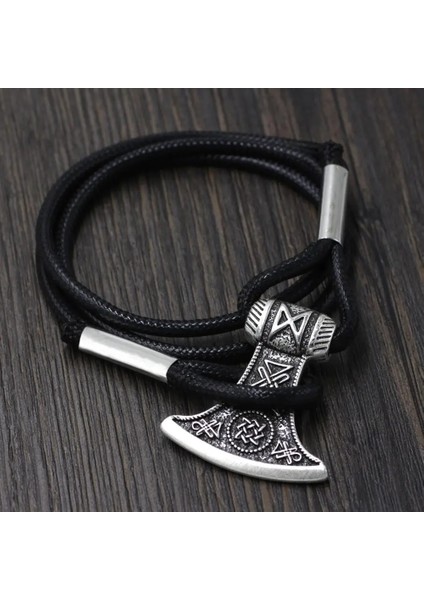 Balmumu Kordonu Adam Viking Bilezik Slav Perun Balta Svarog Tılsım Rusya'nın Yıldızı Viking Balta Muska Rune Bilezik Deri Halat Bilezik Mücevher (Yurt Dışından)