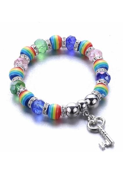 No.14 Boyutu Moda Elastik Boncuklar Renkli Boncuklar Charms Bilezikler Kız Erkek Anahtar Kolye Gökkuşağı Boncuklu Bilezik Güzel Çocuk Takıları (Yurt Dışından)