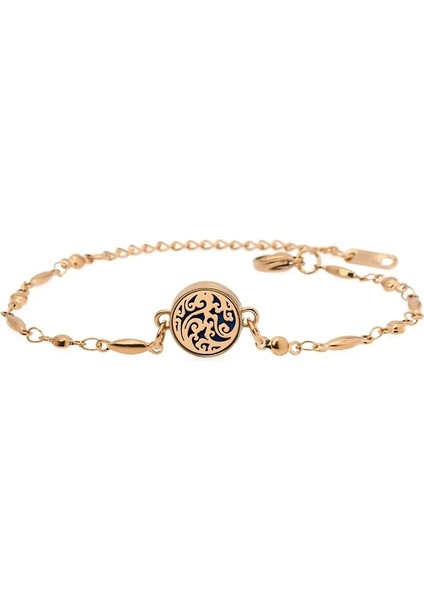 Rose Gold Renk Stili No.29 Beden Gül Altın Gökkuşağı Siyah Zincir Bilezik Çelik Difüzör Madalyon Ayarlanabilir Takı Kadın Çocuklar Uçucu Yağ Aoma Parfüm 10PAD (Yurt Dışından)