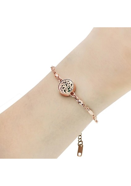 Rose Gold Renk Stili No.29 Beden Gül Altın Gökkuşağı Siyah Zincir Bilezik Çelik Difüzör Madalyon Ayarlanabilir Takı Kadın Çocuklar Uçucu Yağ Aoma Parfüm 10PAD (Yurt Dışından) fiyatları