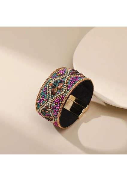 SZ00061-1 Bohem Retro Bayan Bilezik Punk Rüzgar Turkuaz Taklidi El Yapımı Boncuklu Charm Kadın Bilezik Manşet Mücevher Kadın (Yurt Dışından) fırsatları