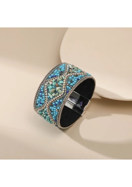 SZ00061-1 Bohem Retro Bayan Bilezik Punk Rüzgar Turkuaz Taklidi El Yapımı Boncuklu Charm Kadın Bilezik Manşet Mücevher Kadın (Yurt Dışından) indirimleri