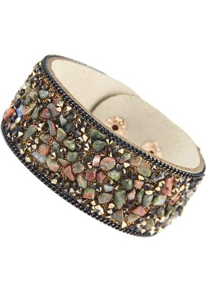 Mor Yeni Düzensiz Doğal Kristal Taş Etnik Rüzgar Bilezik Çakıl Deri El Yapımı Rhinestone Bilezik Kadınlar Için Moda Takı (Yurt Dışından) fiyatları